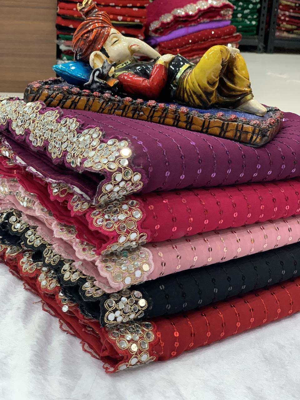 Mirror work saree