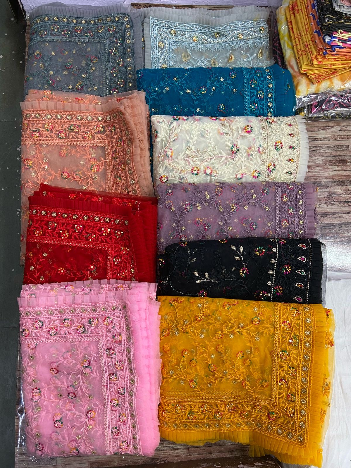 butterscotch High qulity net fabric with heavy embroidery work