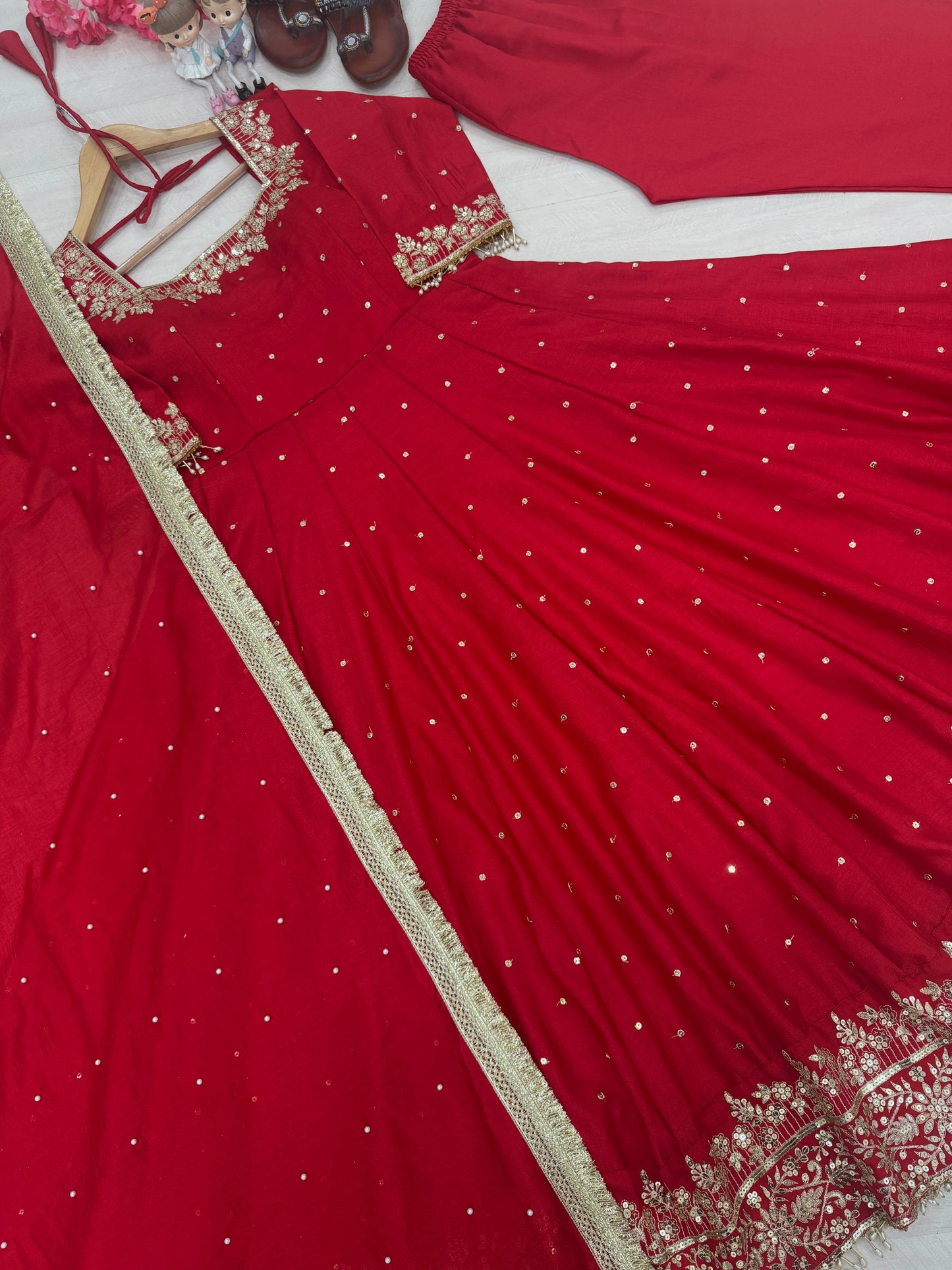 Vichitra Silk gown with dupatta