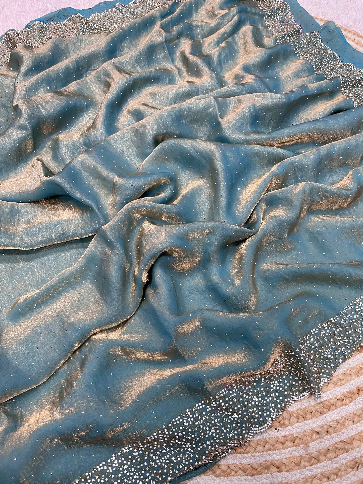 Space Silk Saree With stone Work Saree