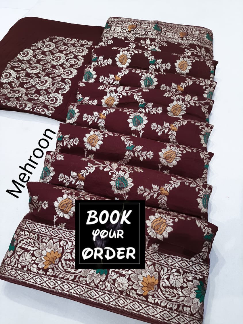 Banarasi cotton silk saree with jari weaving