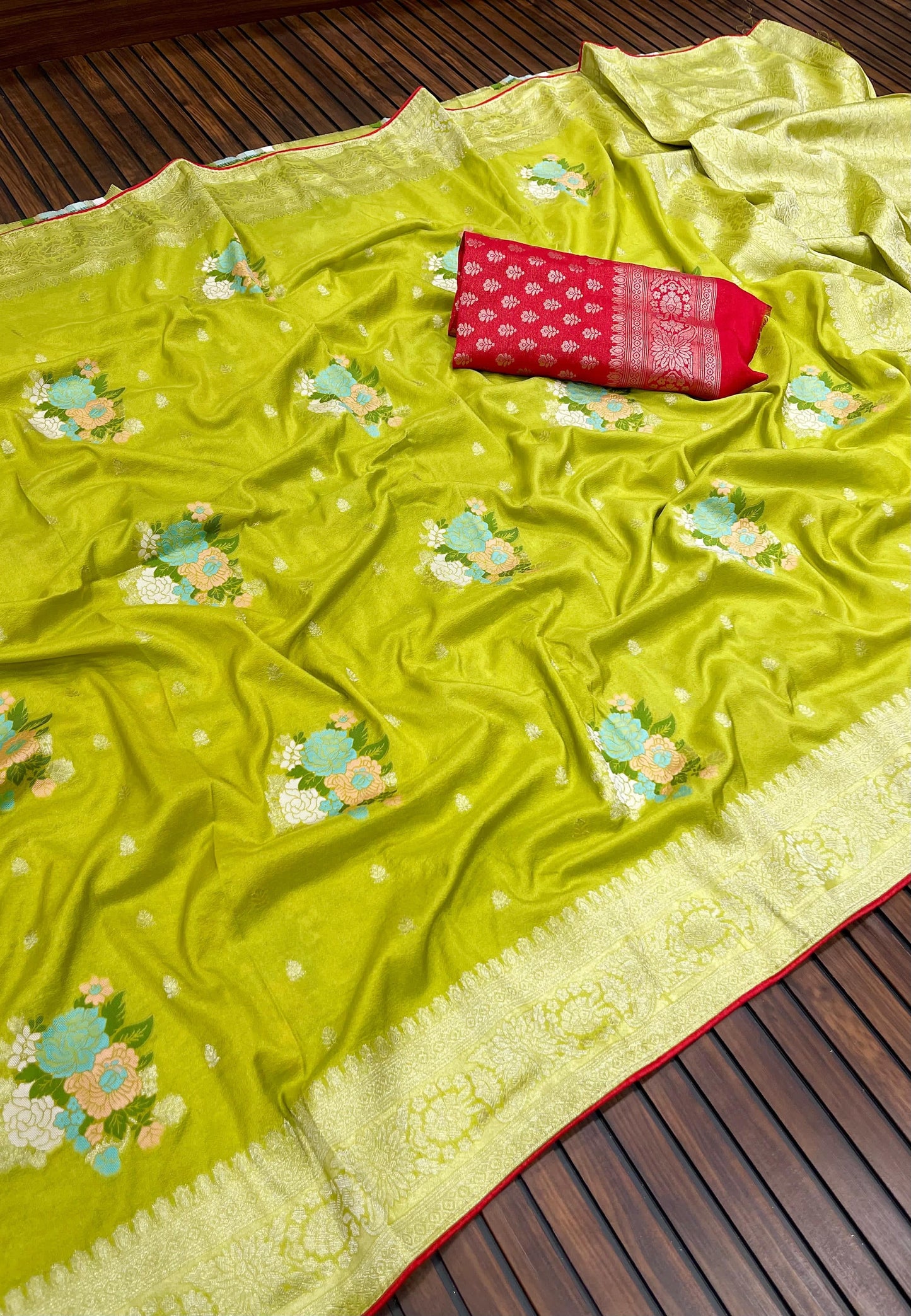 KADI CRAP GEORGETTE JAQURAD MEENAKARI SAREE