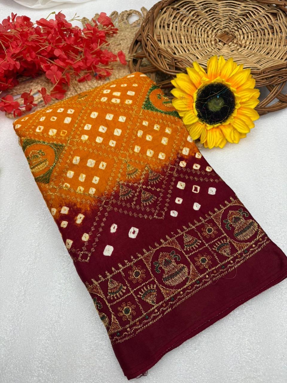 gaji silk bandhej saree