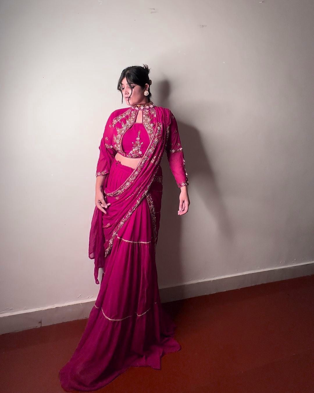 FANCY PARTY WEAR FAUX GEORGETTE LEHENGA SAREE WITH HEAVY WORK BLOUSE