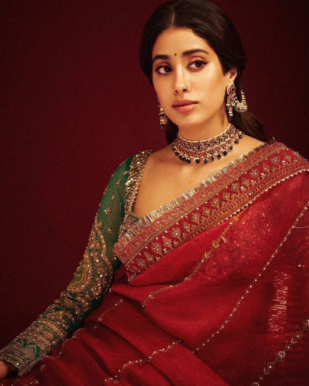 RED DESIGNER HEAVY EMBRODERY WORK SAREE
