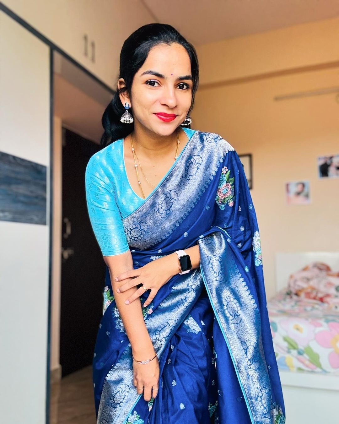 KADI CRAP GEORGETTE JAQURAD MEENAKARI SAREE