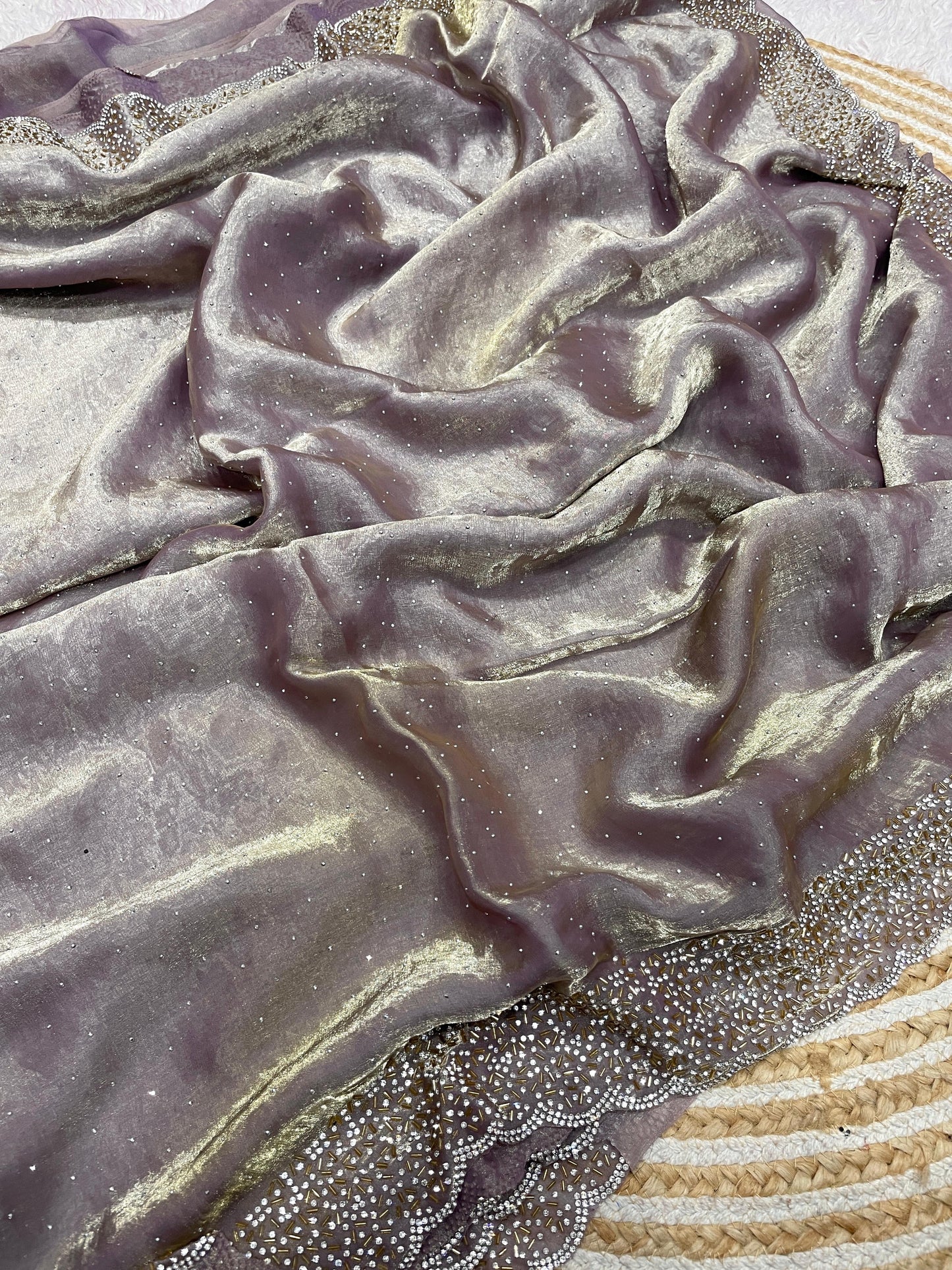 Space Silk Saree With stone Work Saree