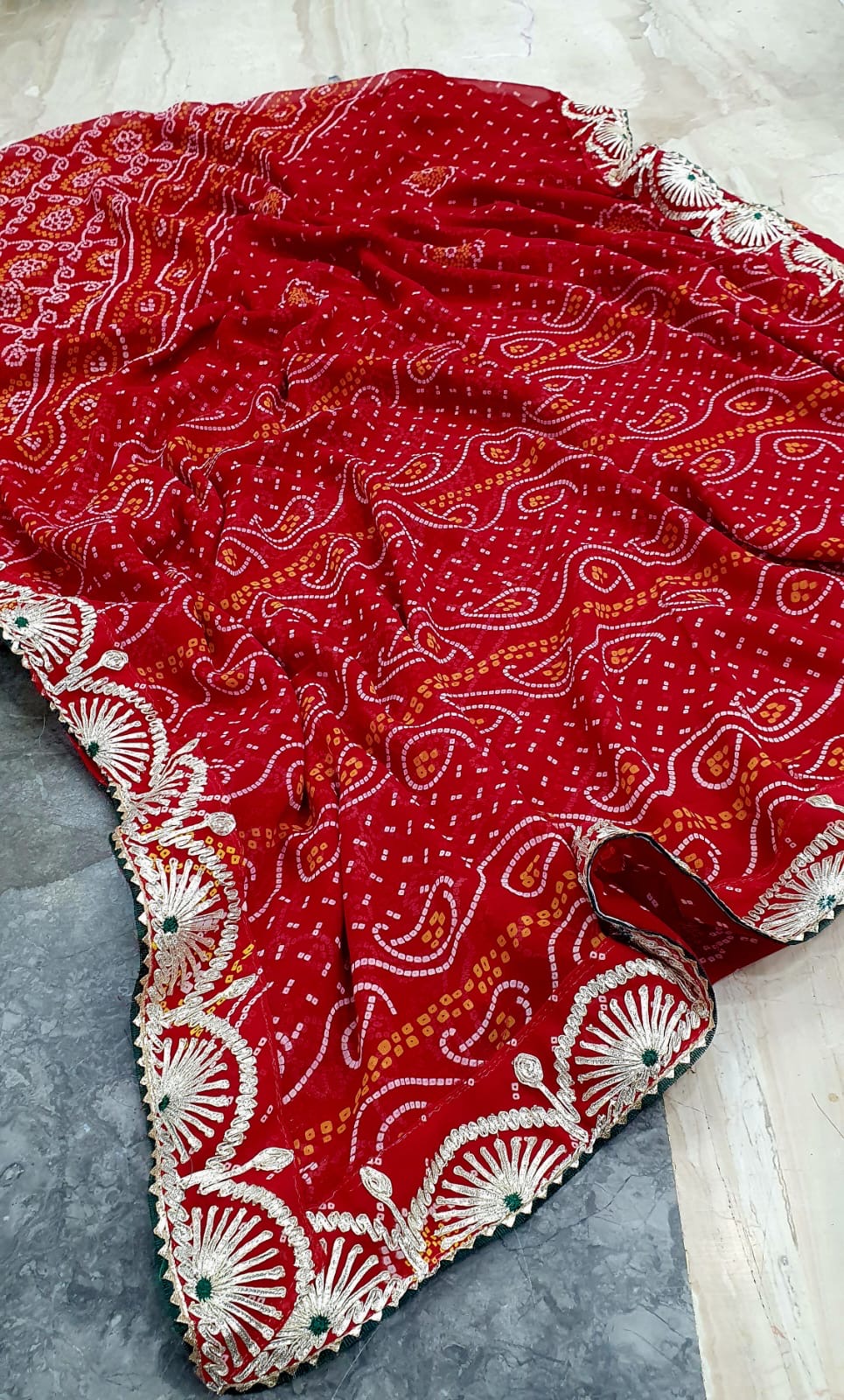Bandhini saree in gotta patti work