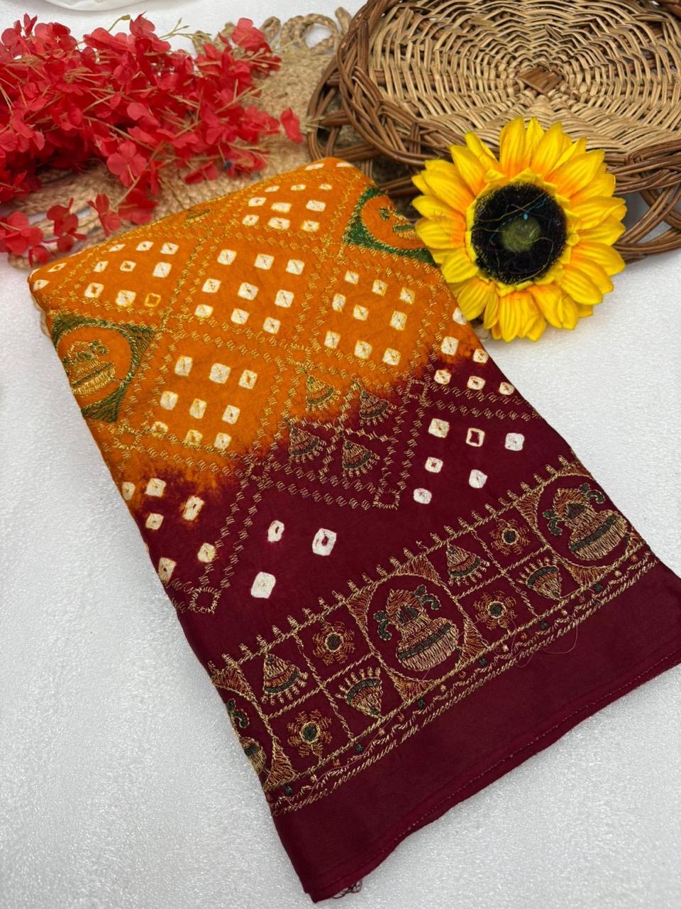 gaji silk bandhej saree