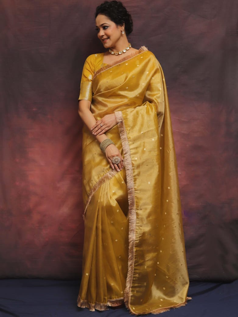 Banarasi soft chunri buti weaving tissue silk saree