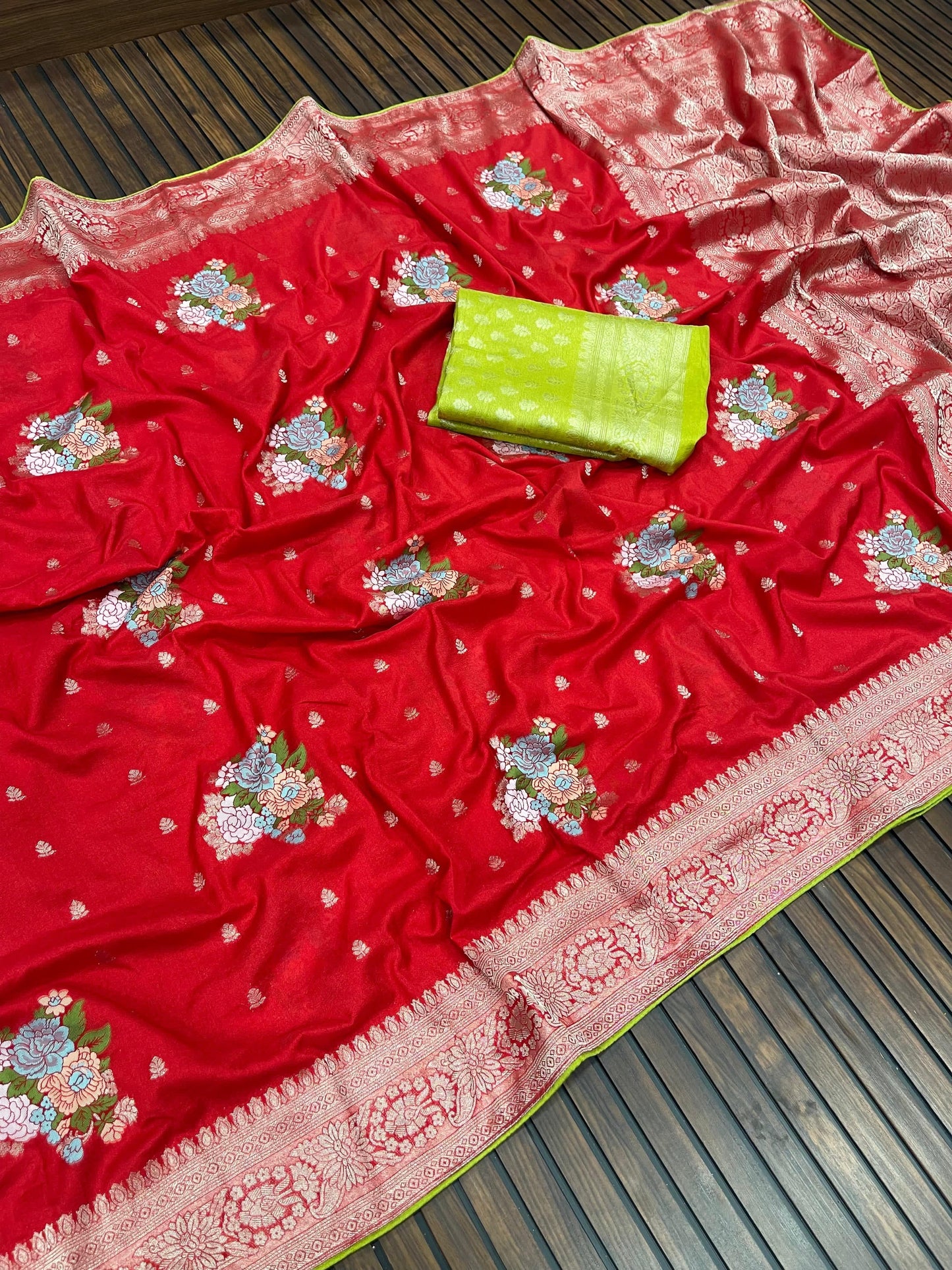 KADI CRAP GEORGETTE JAQURAD MEENAKARI SAREE
