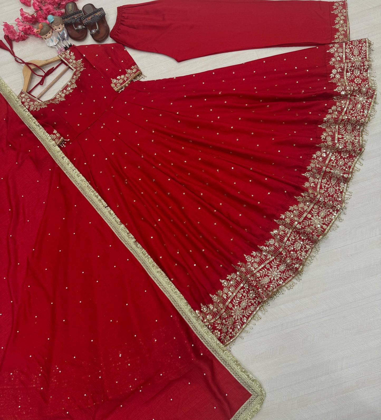 Vichitra Silk gown with dupatta