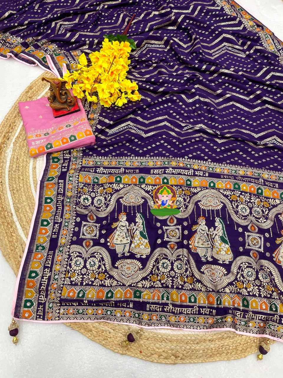 Sada Sobhagyawati Bhav Dola Viscose Silk with sirowski work