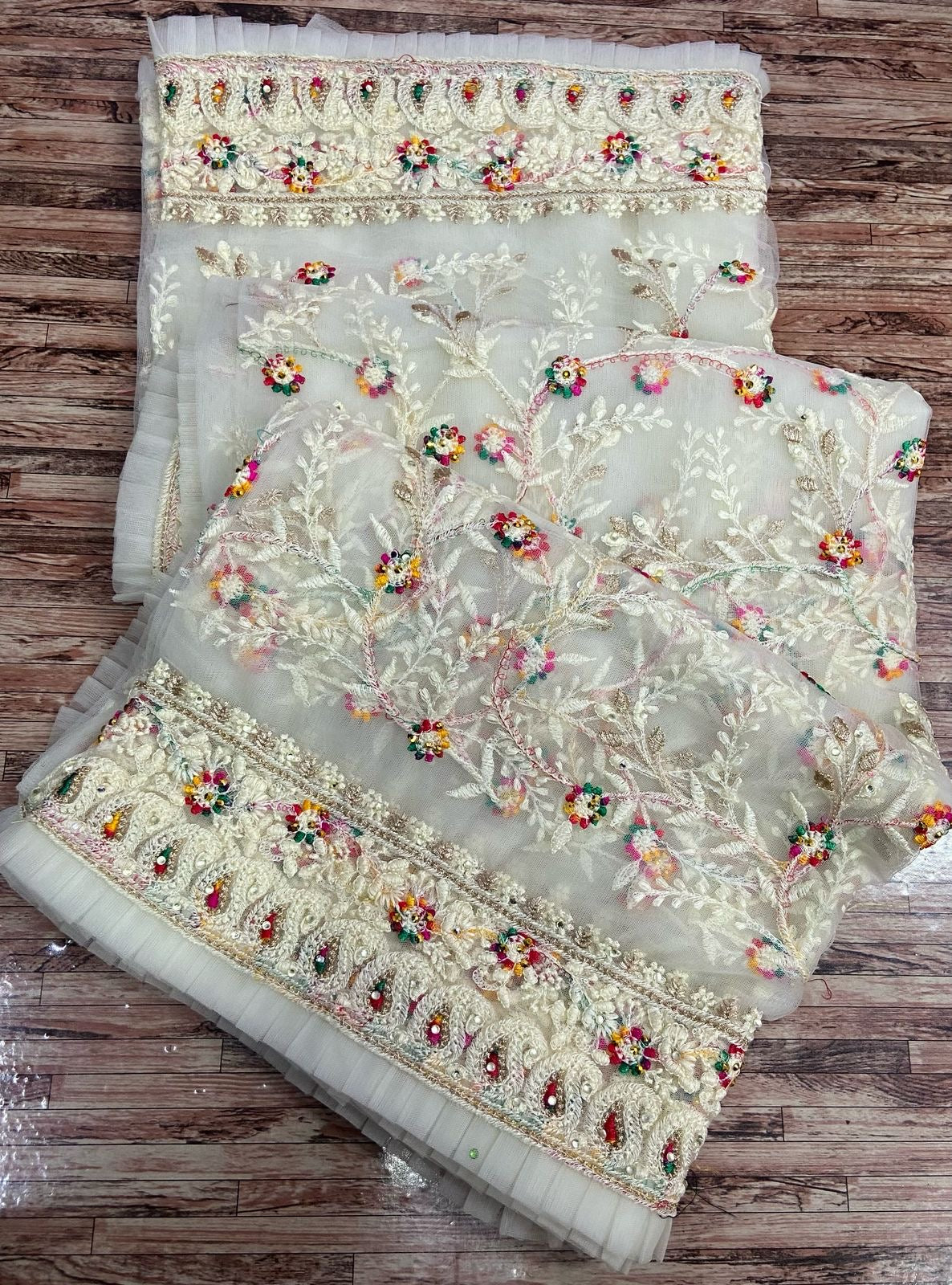 butterscotch High qulity net fabric with heavy embroidery work