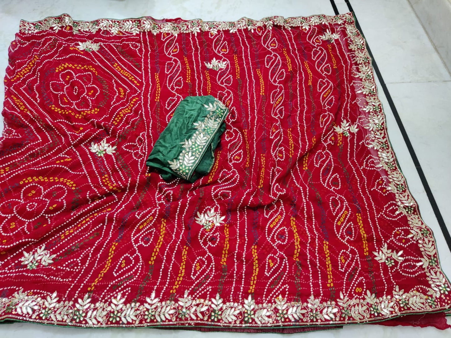 Bandhini chunri saree in gotta patti work