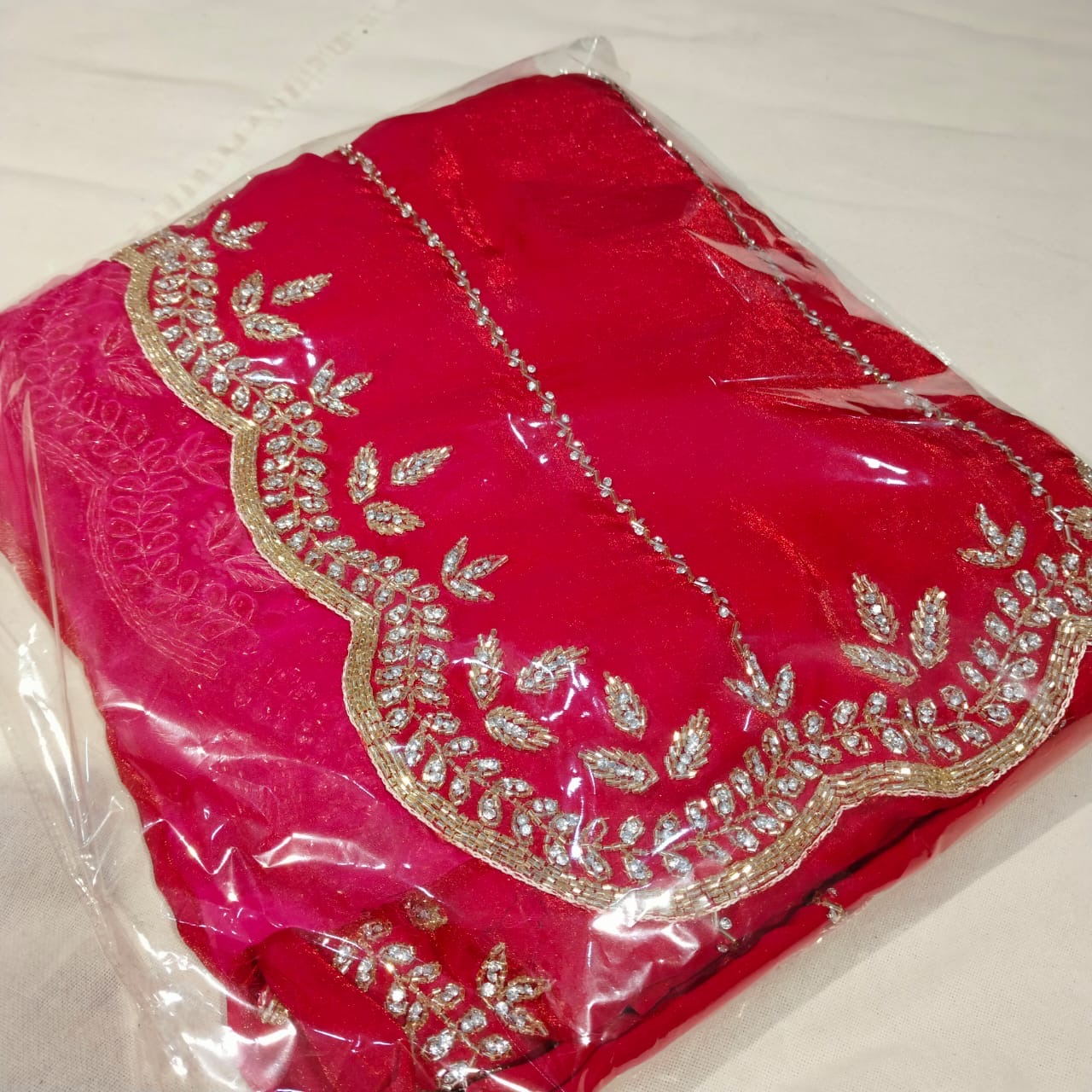 Fendi saree in diya design with diamond stone handwork