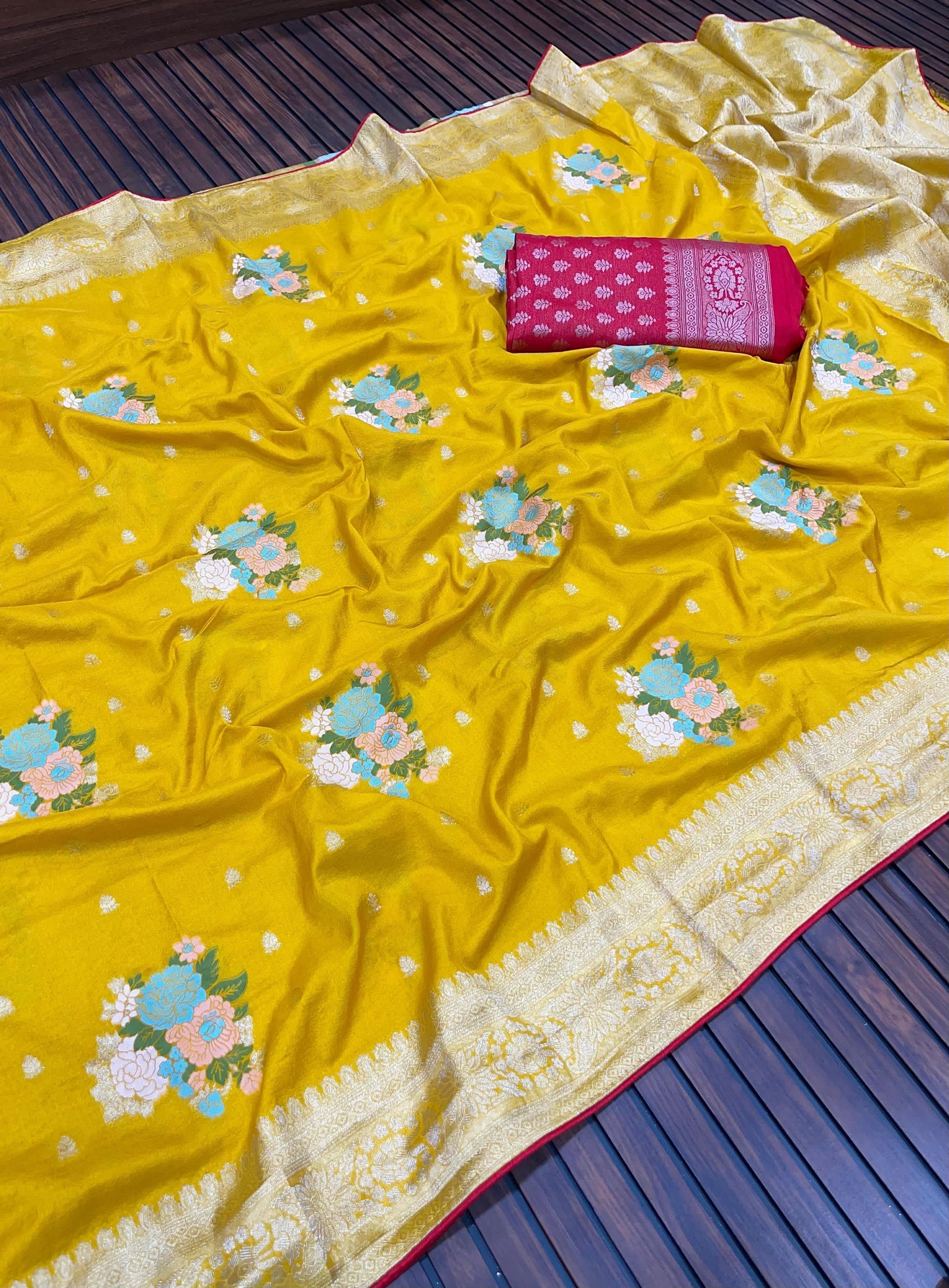 KADI CRAP GEORGETTE JAQURAD MEENAKARI SAREE