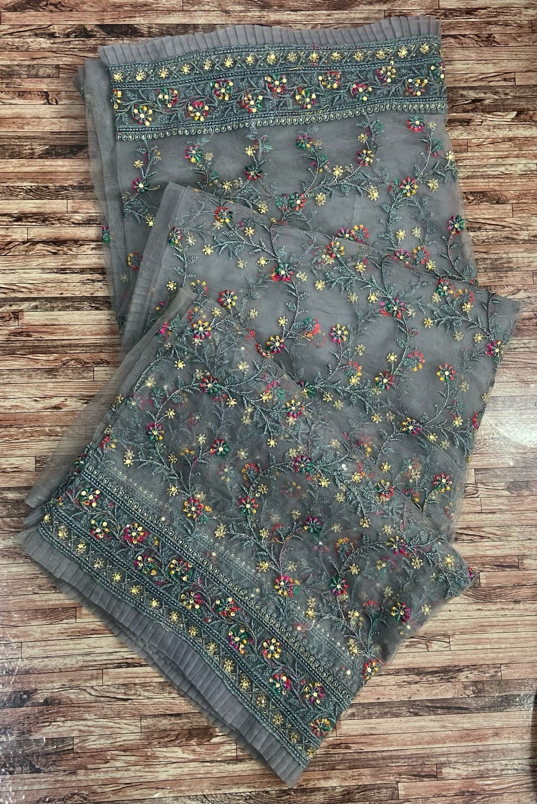 butterscotch High qulity net fabric with heavy embroidery work