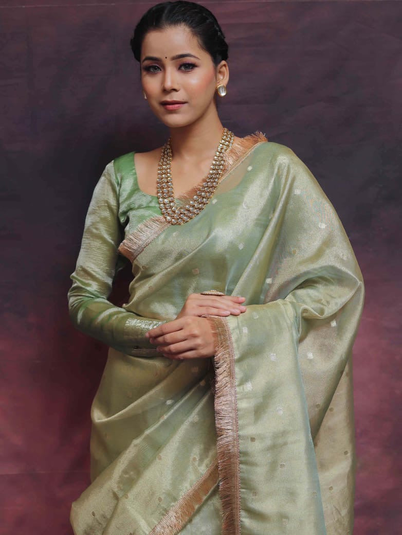 Banarasi soft chunri buti weaving tissue silk saree