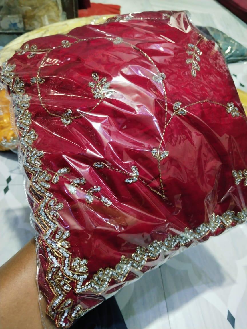 Fendy Silk designer saree with diamond stone handwork