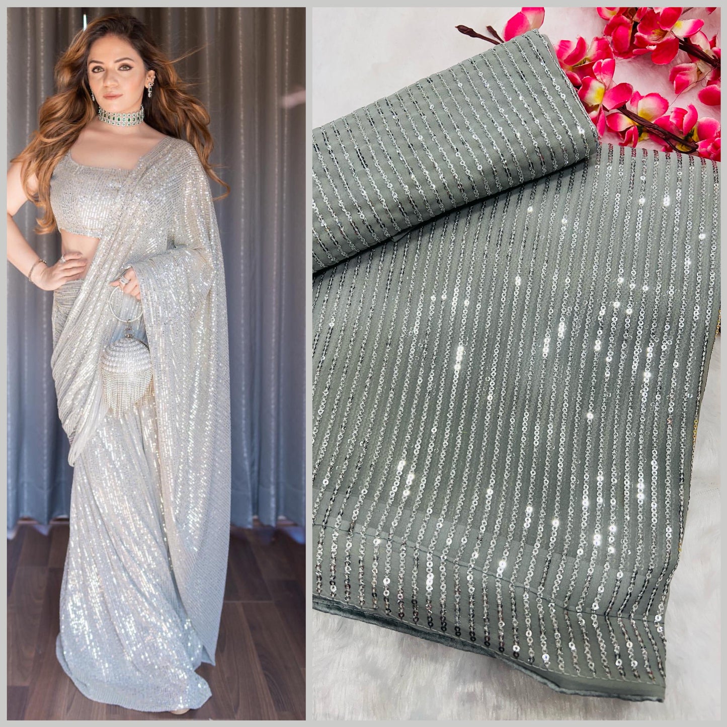 Heavy Georgette sequence saree