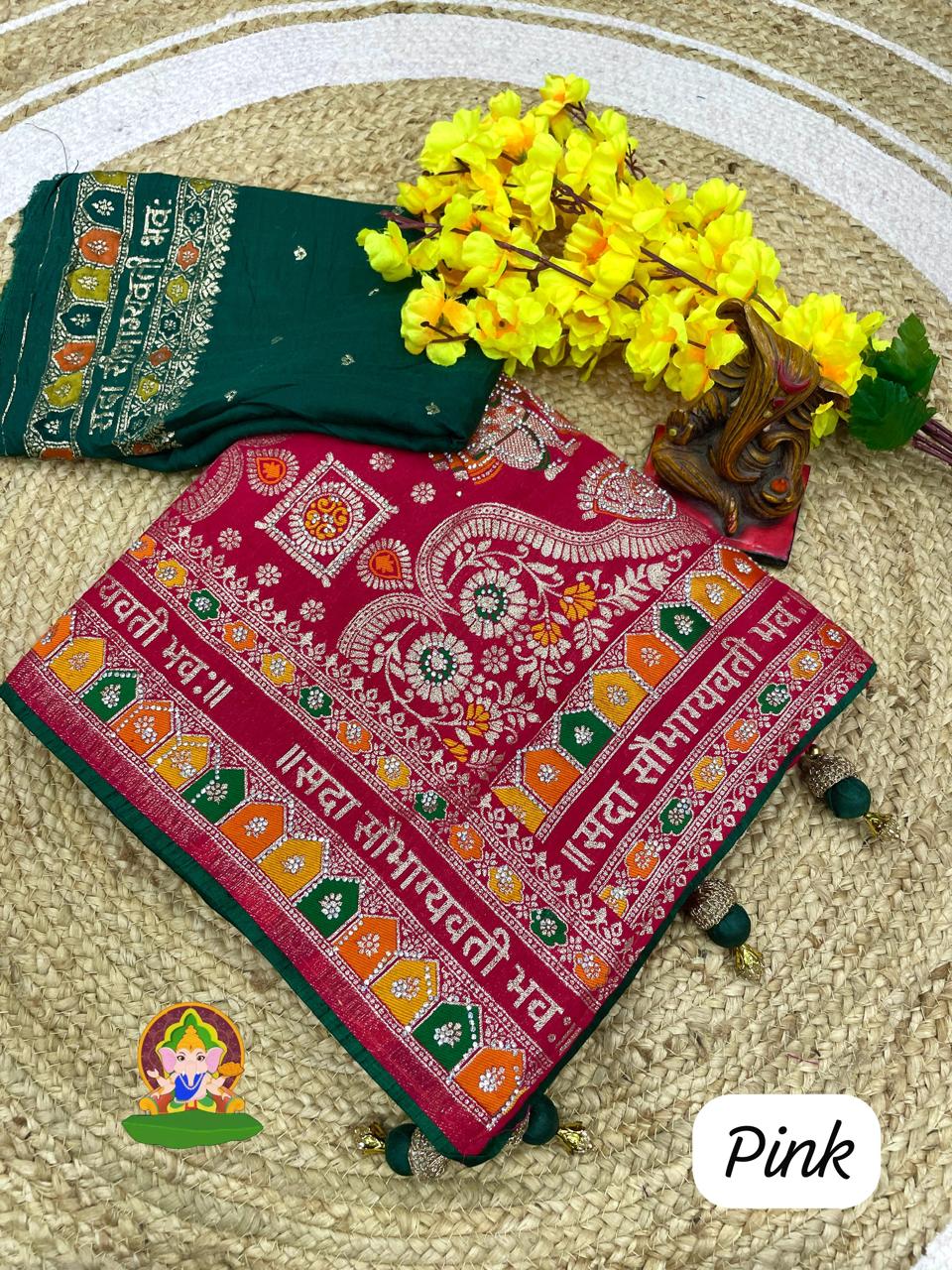 Sada Sobhagyawati Bhav Dola Viscose Silk with sirowski work