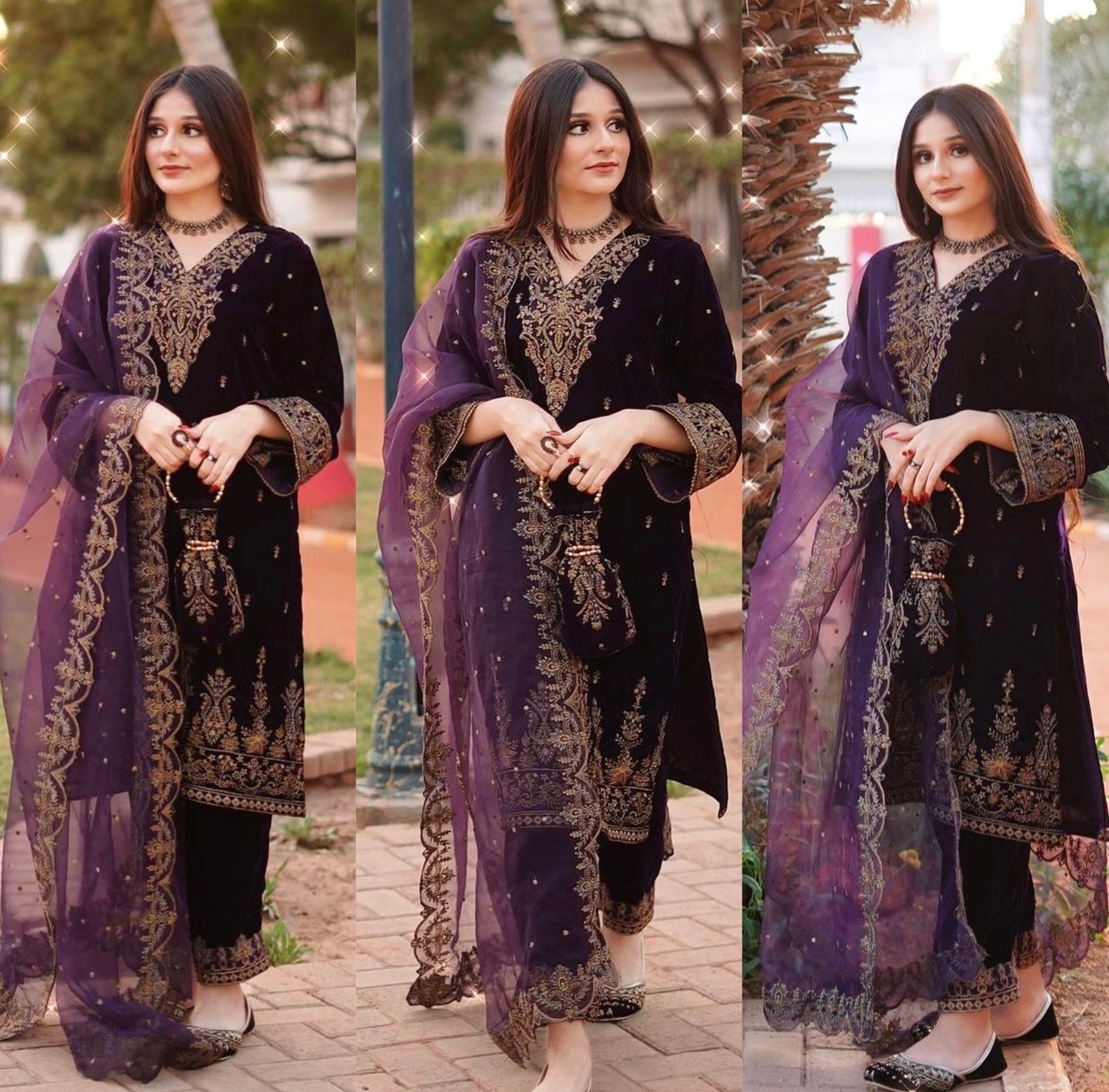 Viscous Velvet suit With Embroidery