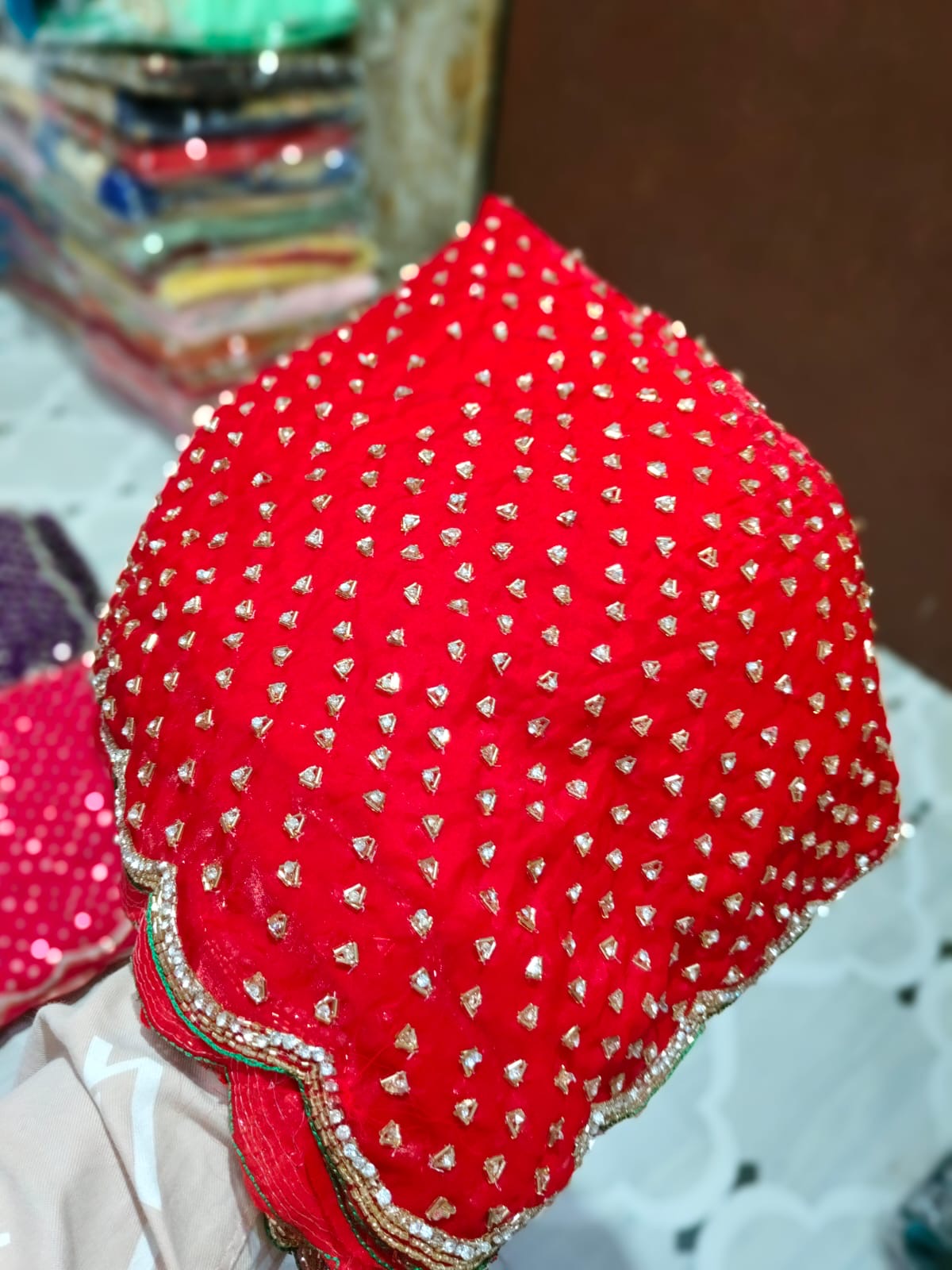 Fendi saree with diamond stone handwork
