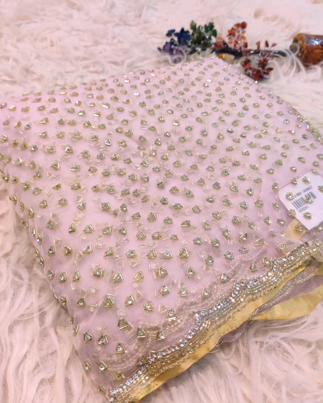 Fendi saree in diamond stone handwork