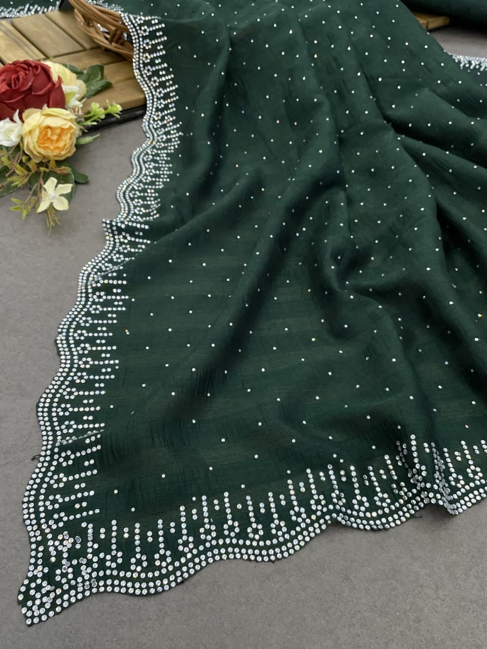 Soft Pure Blooming Jimmy Silk with Original DMC Zarkan type Swarovski