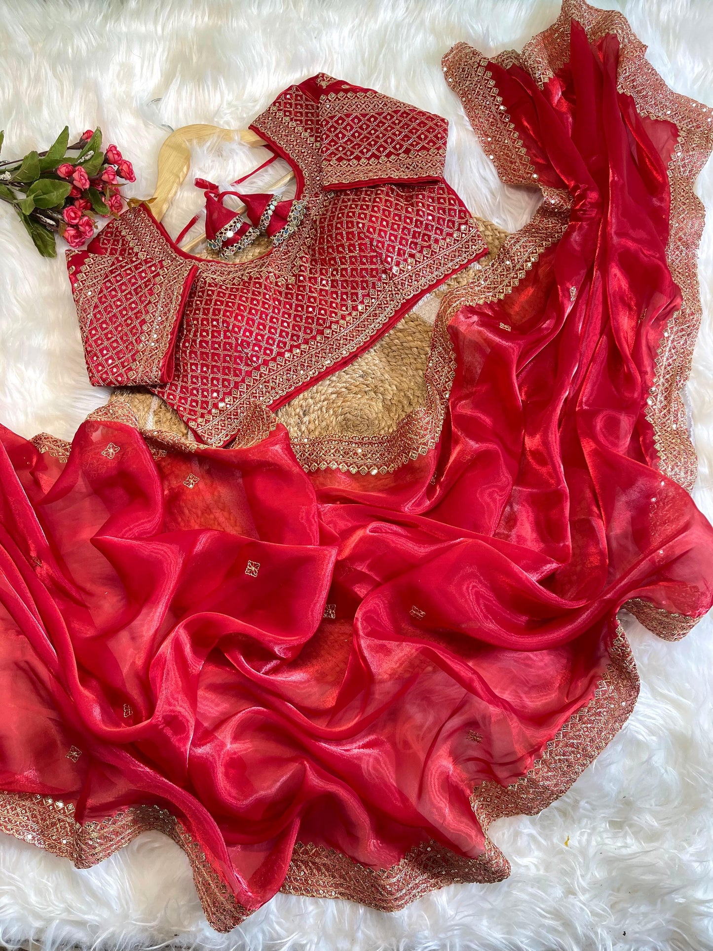 zimmy choo silk saree with stitched blouse