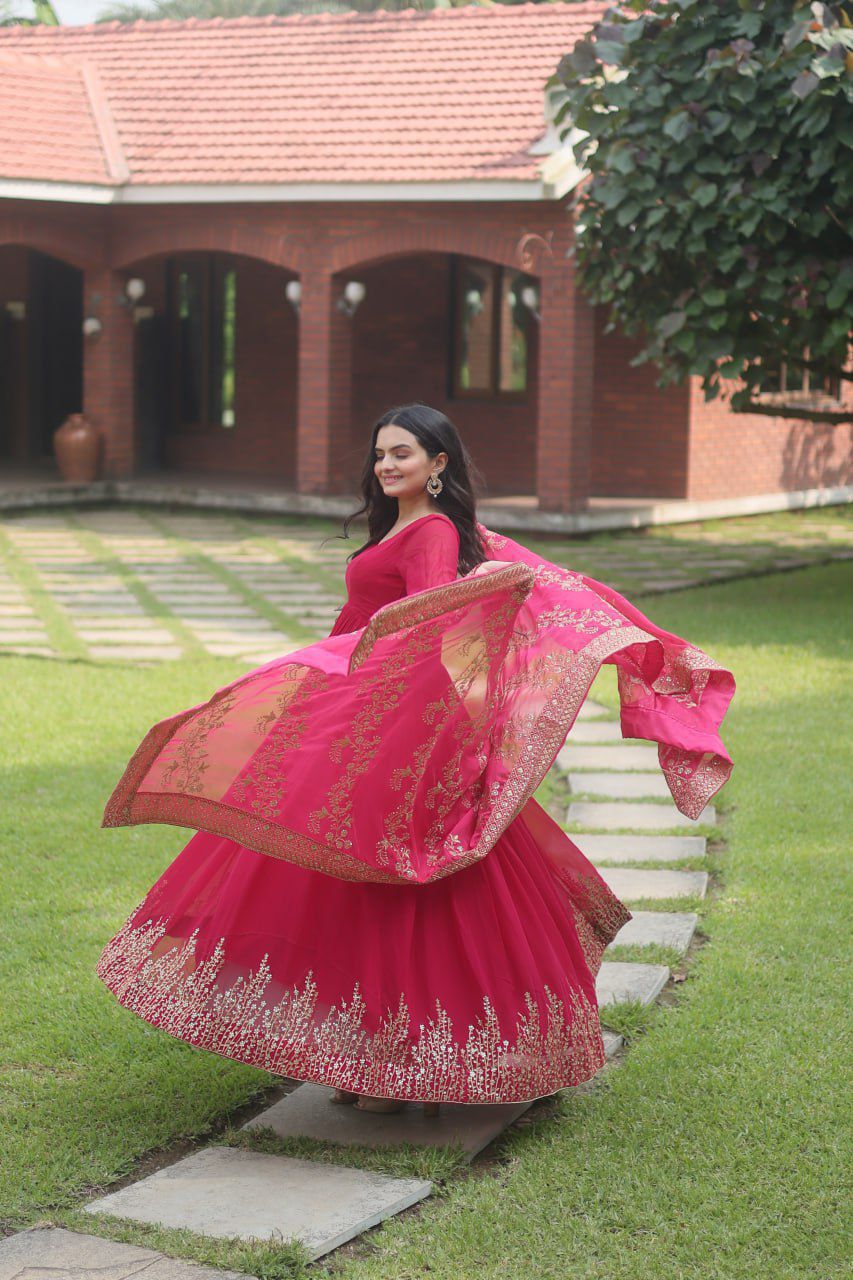 Faux Blooming Gown with Dupatta