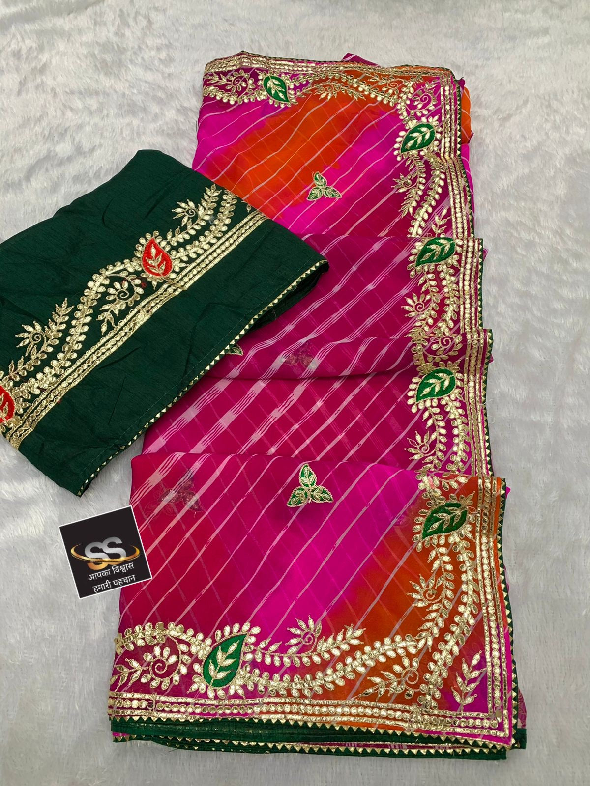 Lehriya saree with all over heavy gota