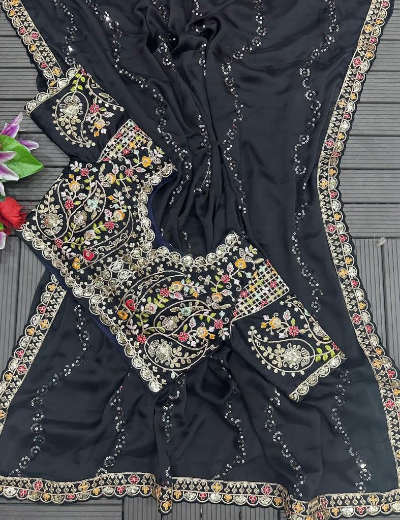 RANGOLI SILK FABRIC ON EMBROIDERY