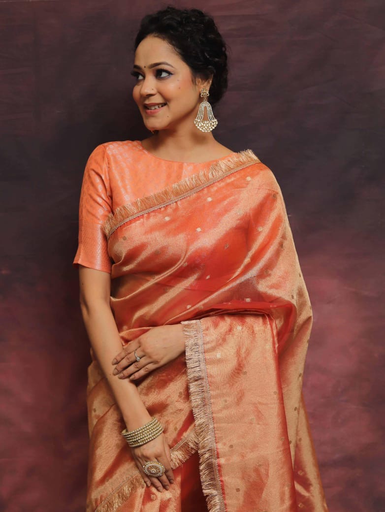 Banarasi soft chunri buti weaving tissue silk saree