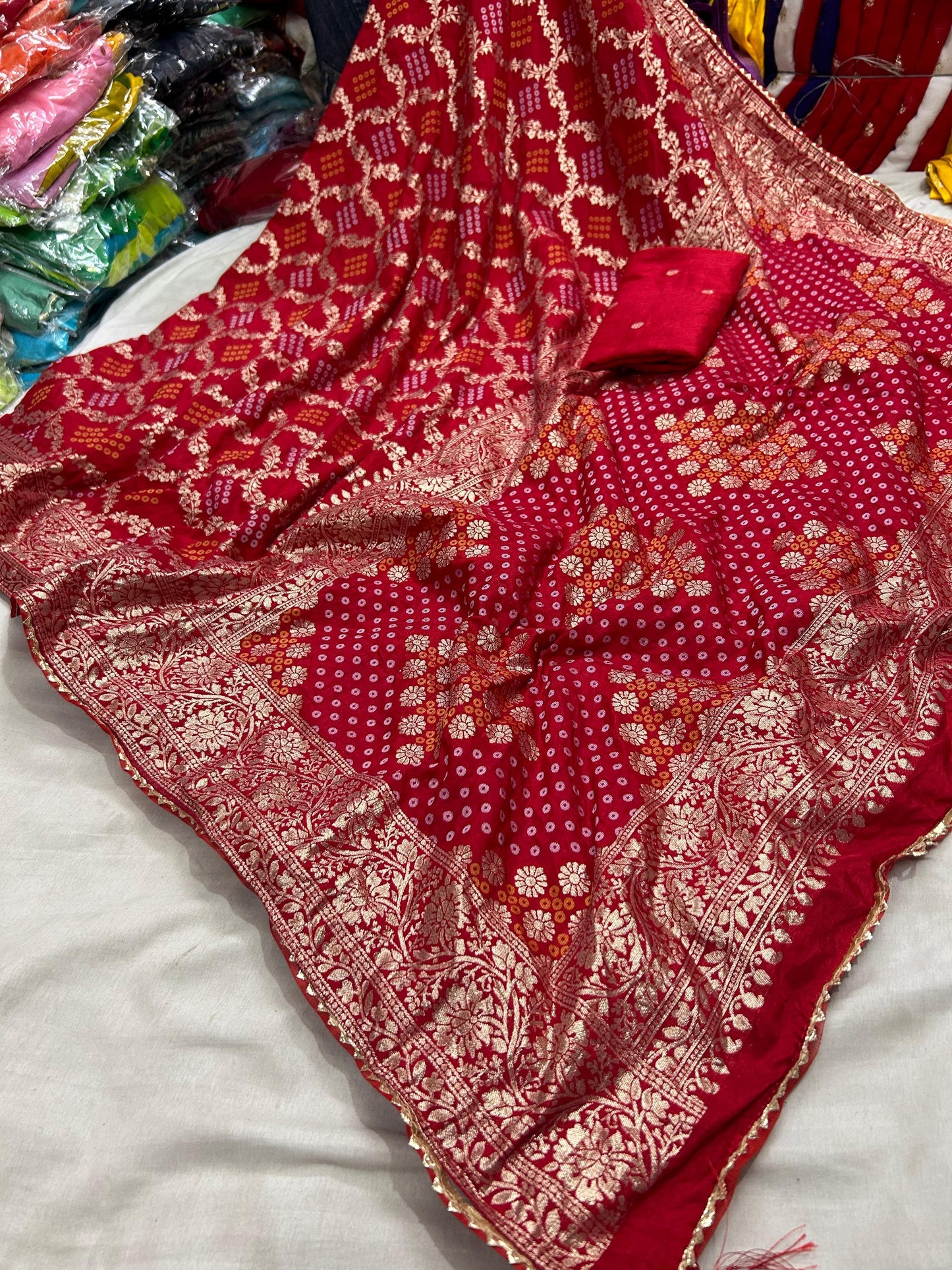 pure dola silk fabric with beautiful zari