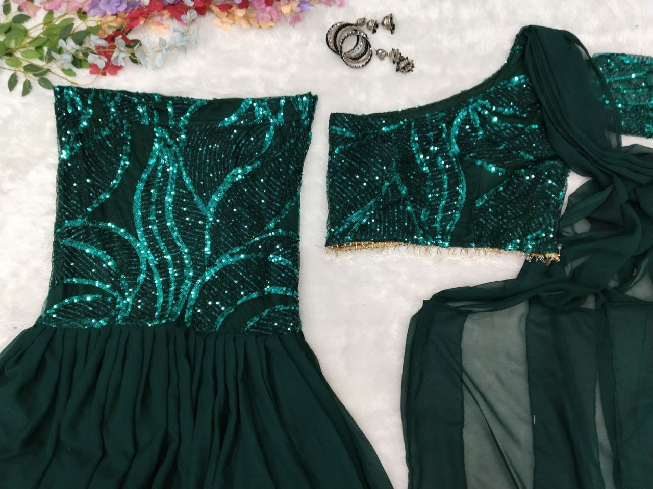 Premium Georgette Embellished With Beautiful Embroidery Sequins Work