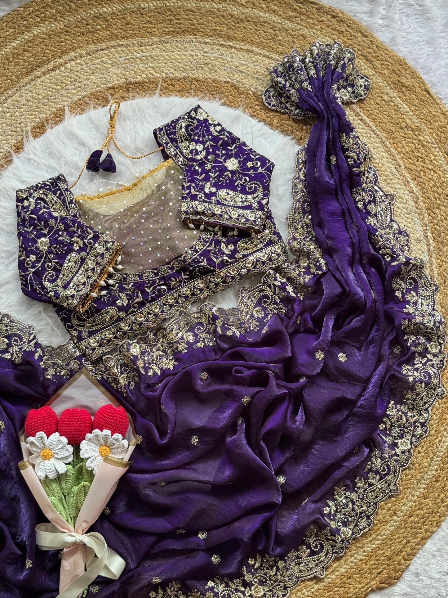 Fandy satin silk designer saree