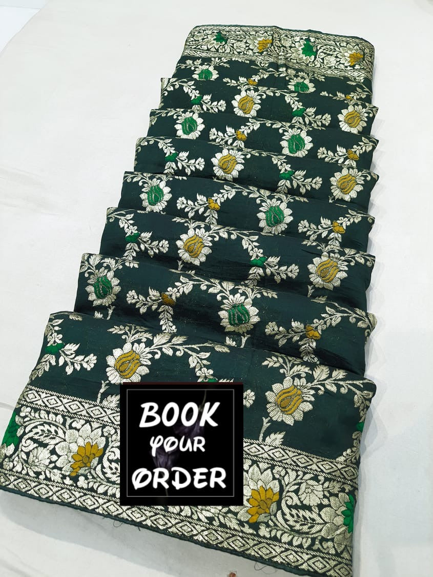 Banarasi cotton silk saree with jari weaving