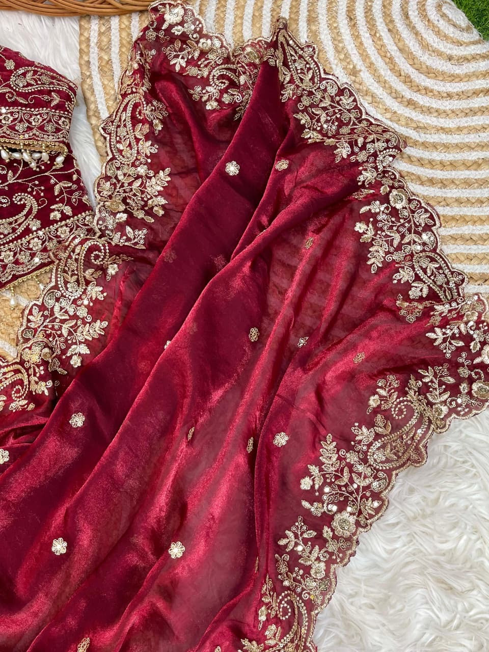 Fandy satin silk designer saree