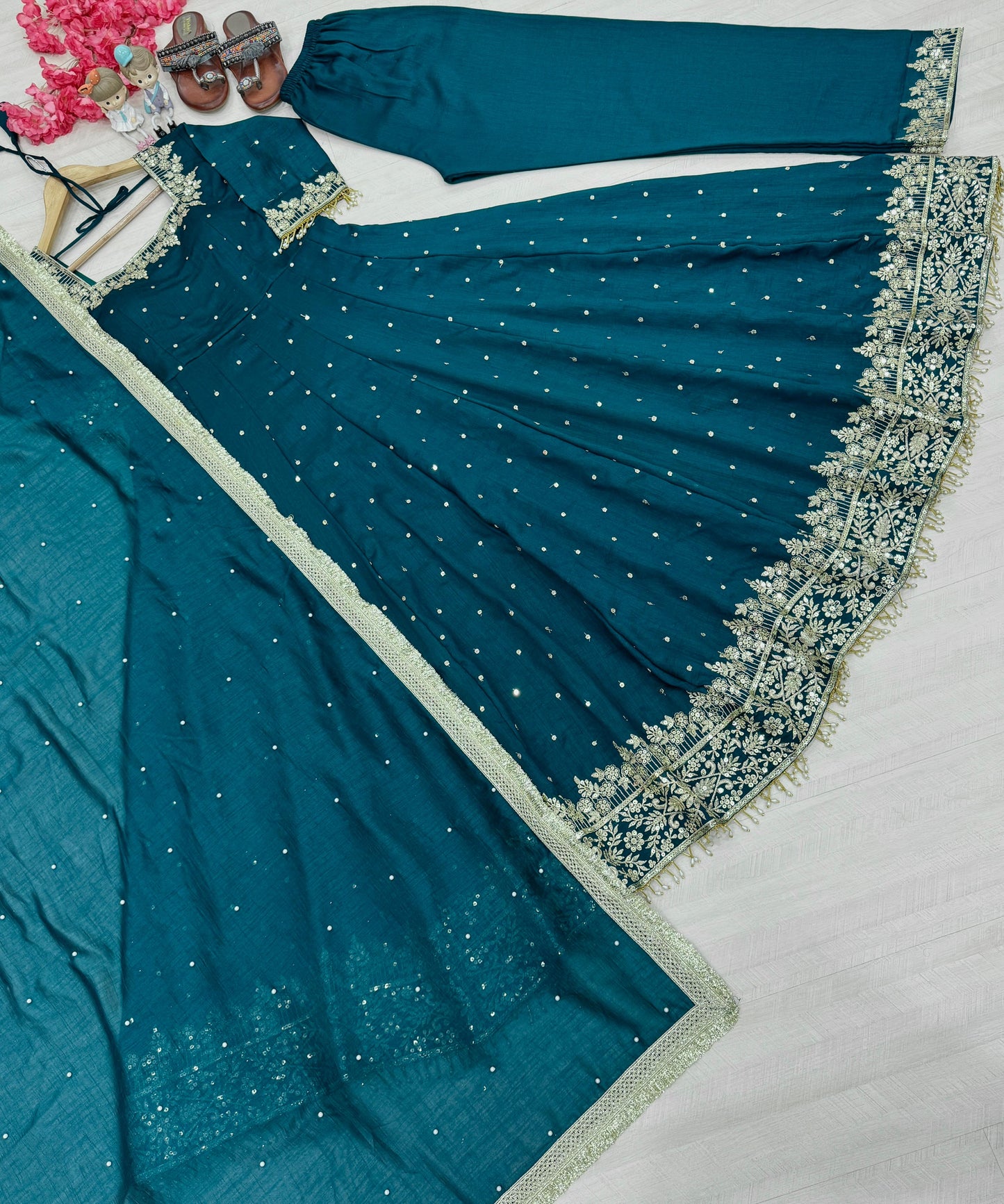 Vichitra Silk gown with dupatta