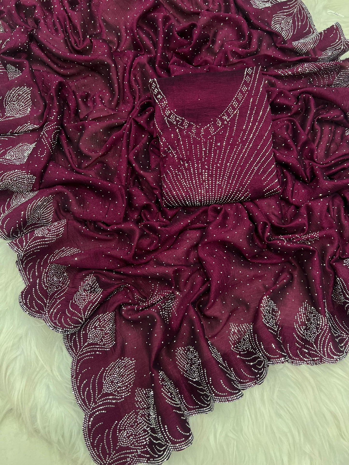 rangoli saree with siroski diamond