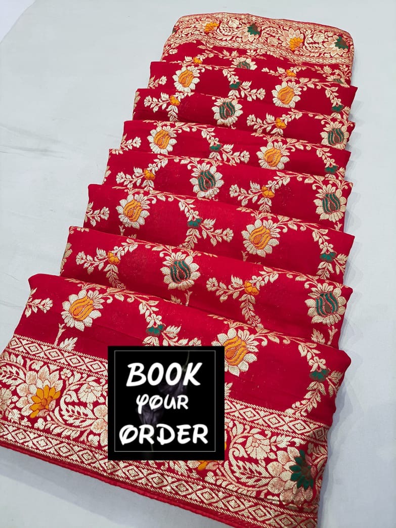 Banarasi cotton silk saree with jari weaving