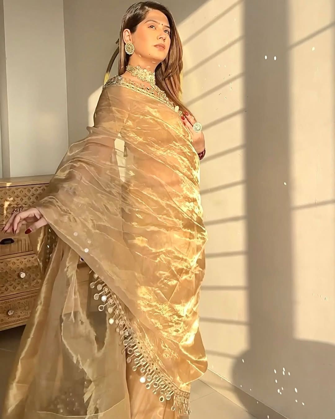 BIGGER SABYA SANCHI LACE
RICH GOLDEN BONTY TISSUE saree