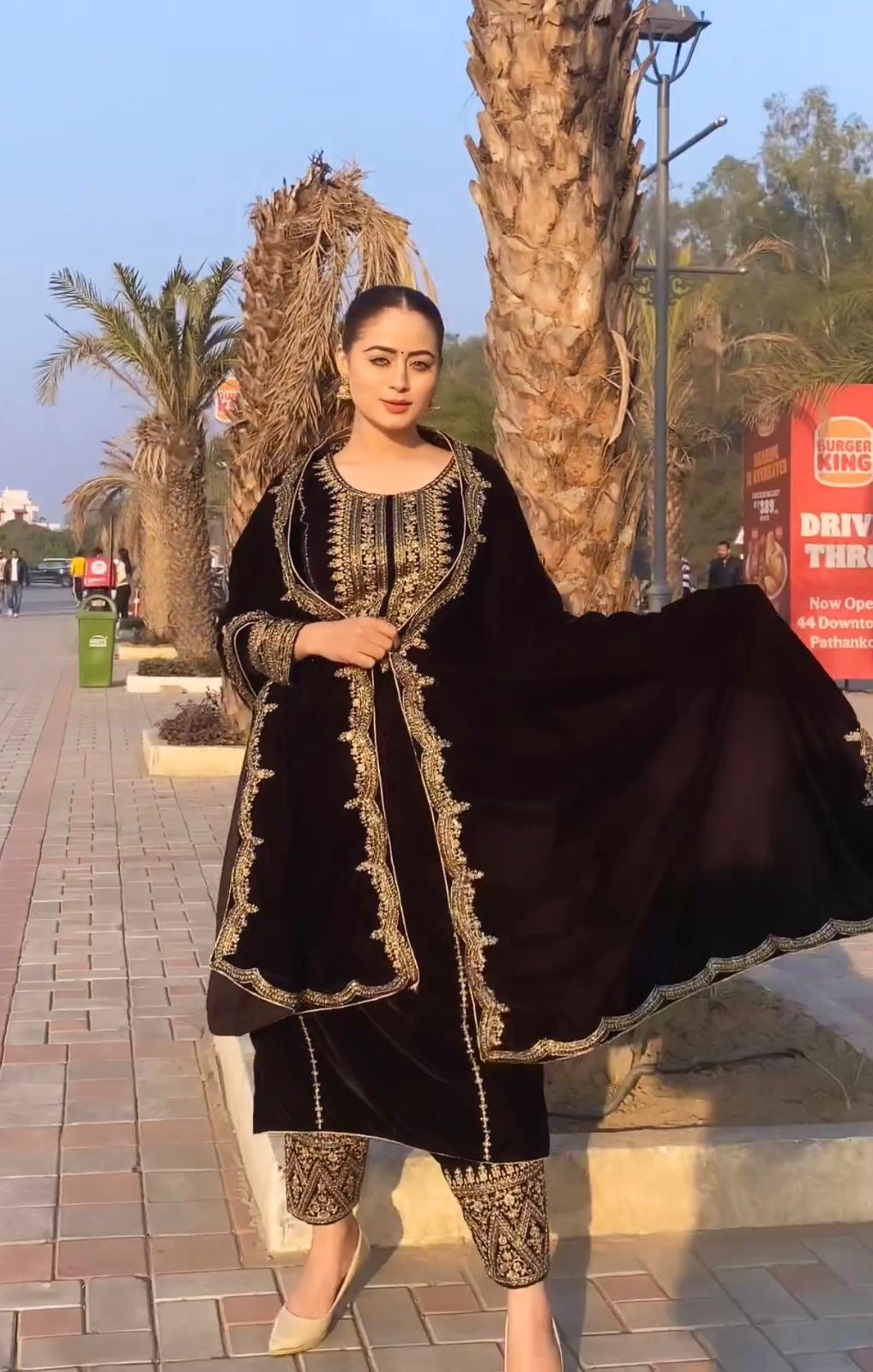 Viscose Velvet With Embroidery suit set