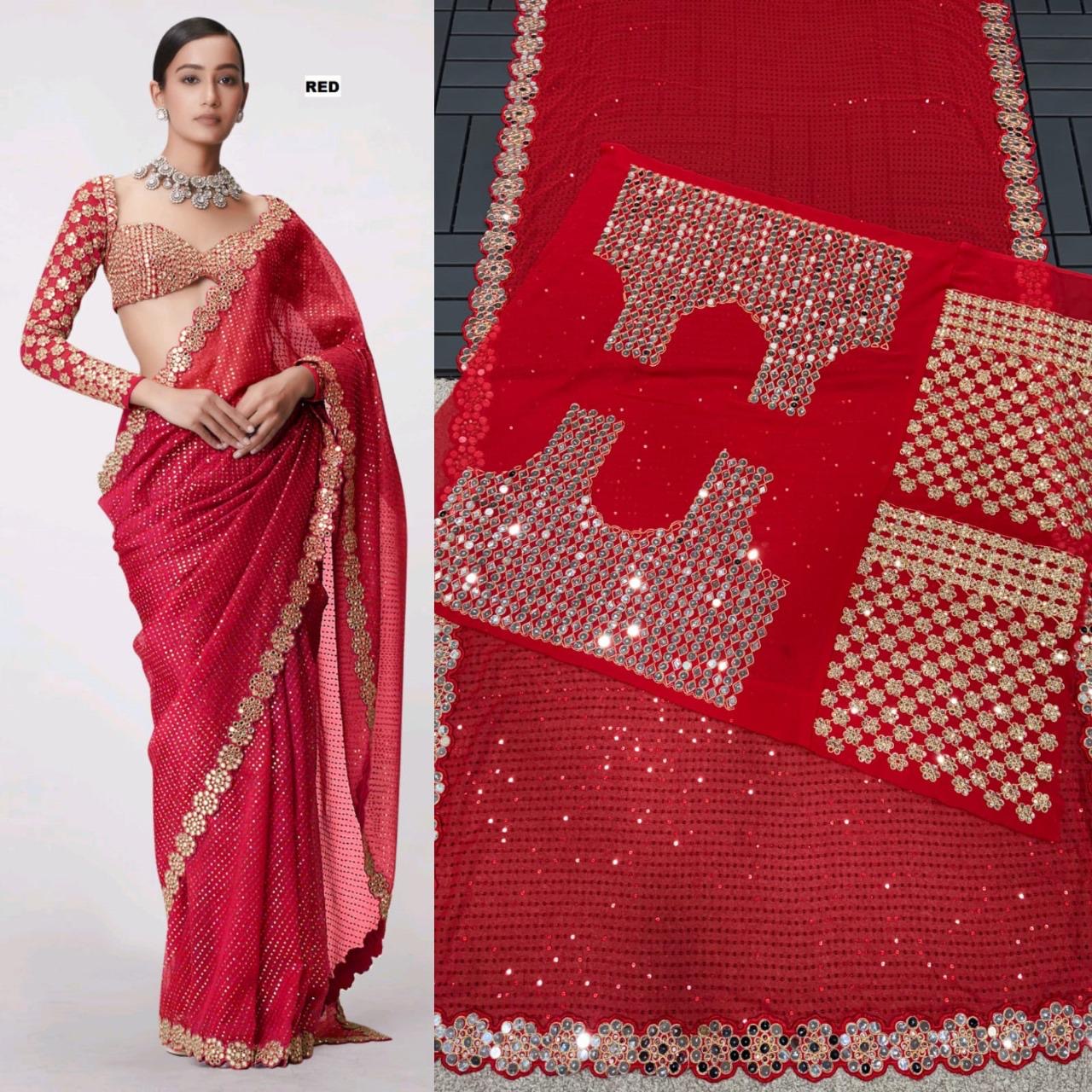 Mirror work saree