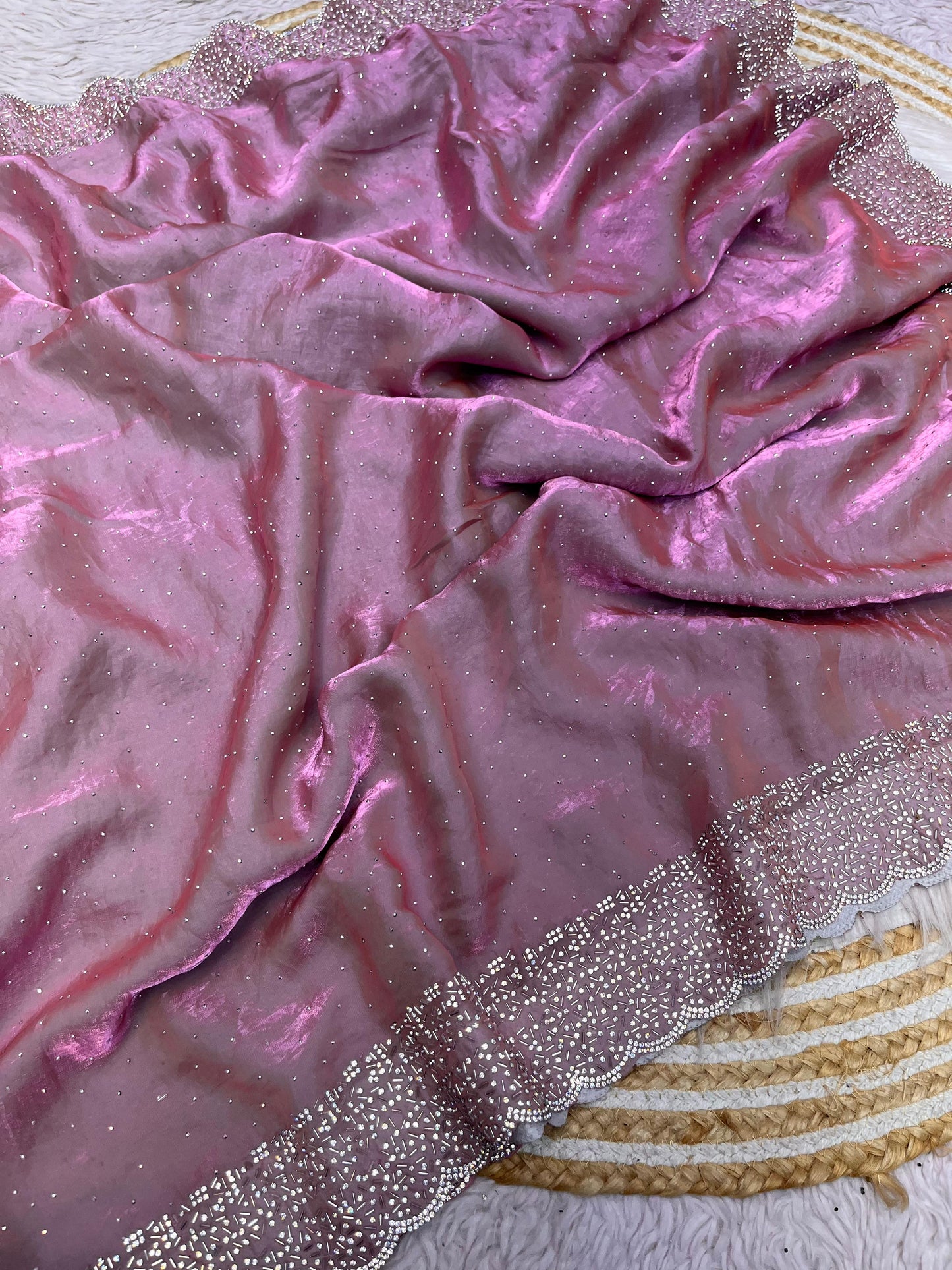 Space Silk Saree With stone Work Saree