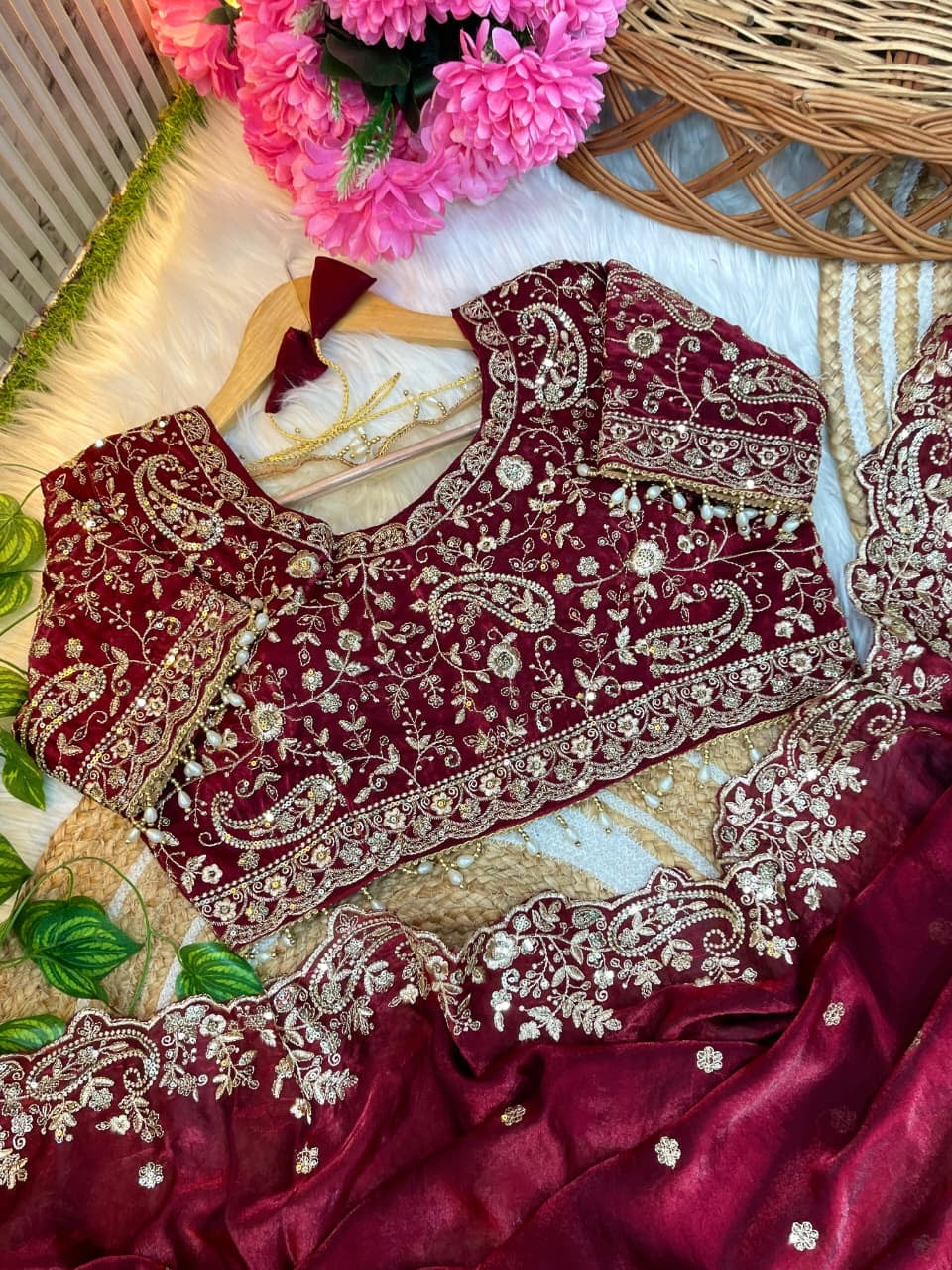Fandy satin silk designer saree