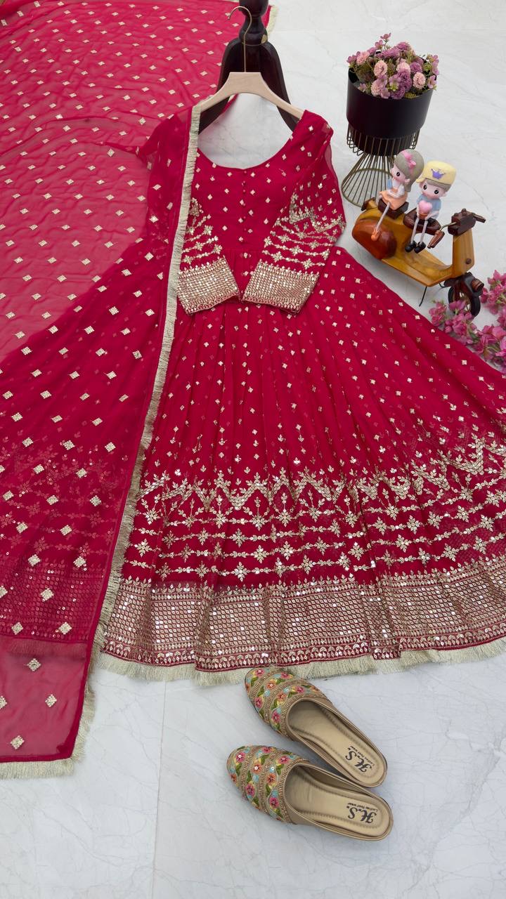Georgette gown with dupatta