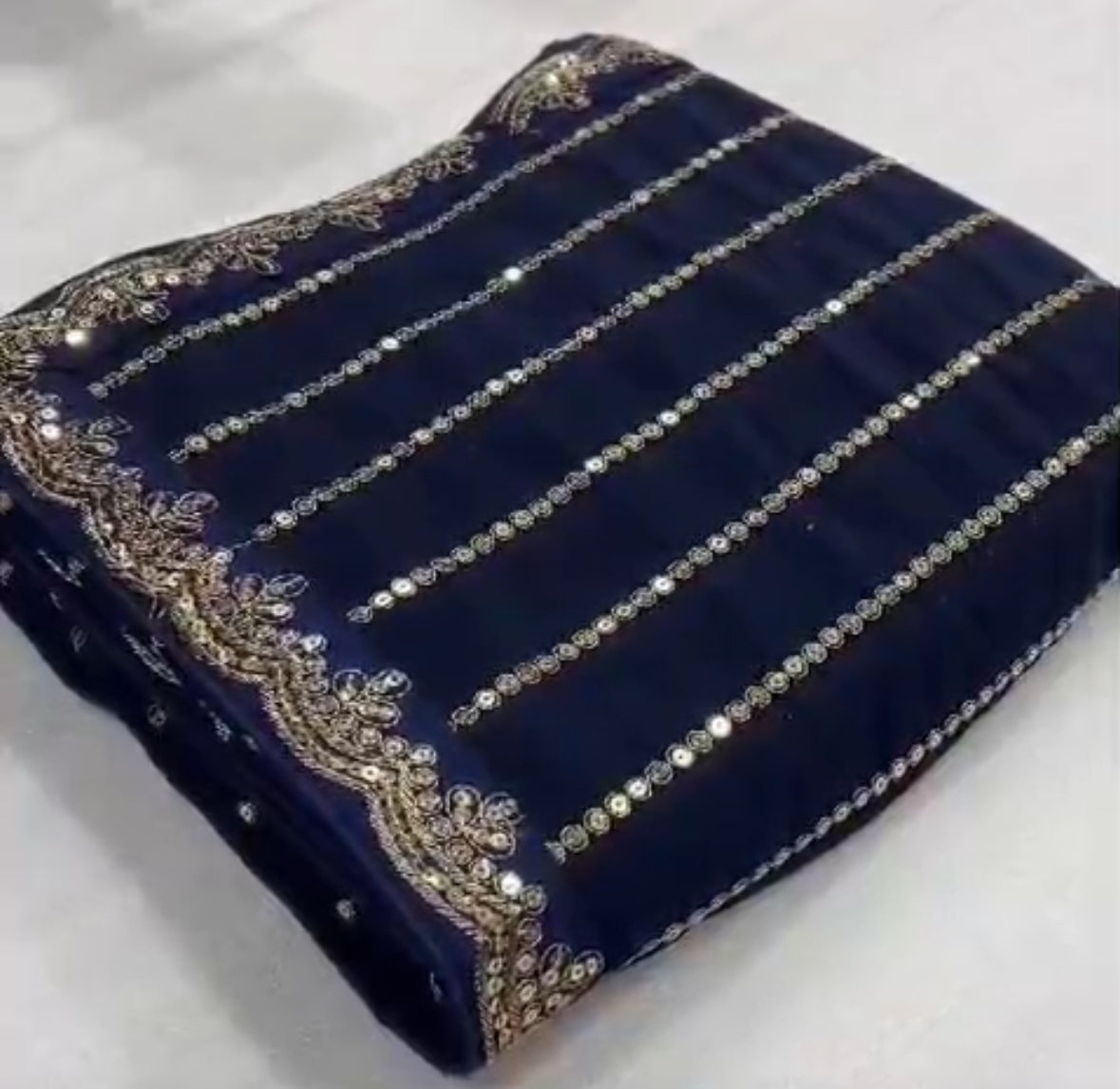 Georgette saree with Heavy 5MM Sequins Embroidery Work
